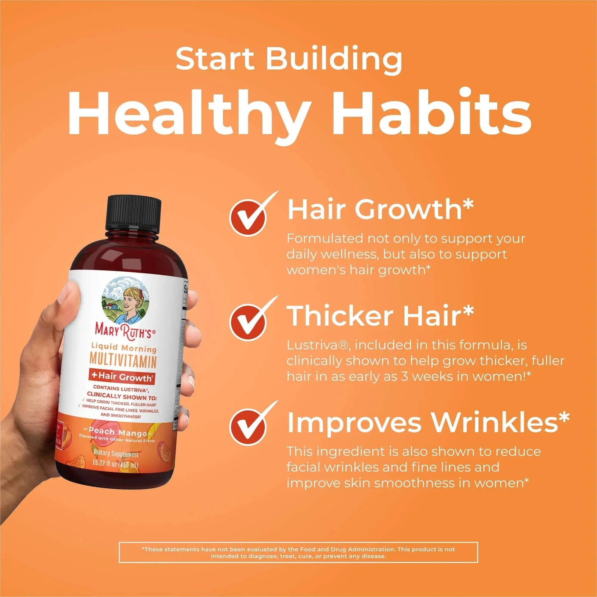 MaryRuth's Liquid Multivitamin for Hair Growth - Peach Mango - Mumzar