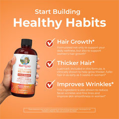 MaryRuth Organics Liquid Multivitamin for Hair Growth in Peach Mango Flavor with Benefits for Thicker Hair