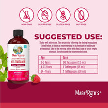MaryRuth's liquid morning multivitamin bottle with non-GMO sugar-free gluten-free icons