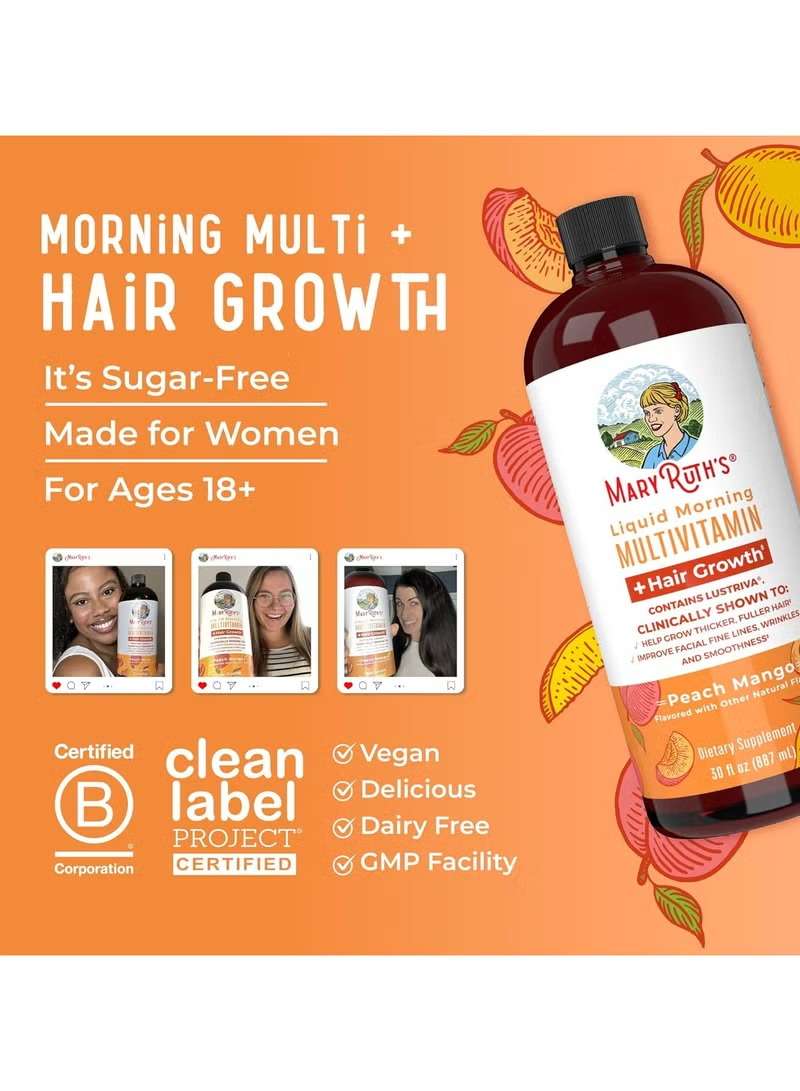 MaryRuth's liquid multivitamin UAE with peach mango flavor, vegan and sugar-free, designed for women ages 18+