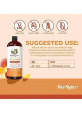 Suggested use dosing chart graphic with multivitamin bottle and icons