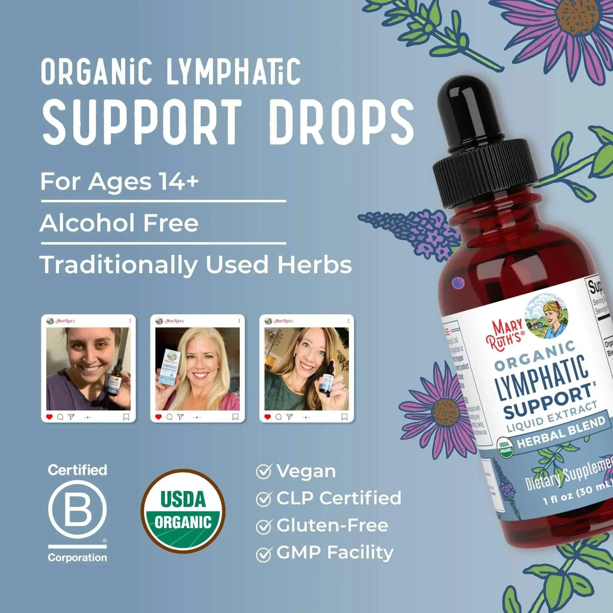 MaryRuth Organics Lymphatic Support Drops - Herbal Blend - Mumzar