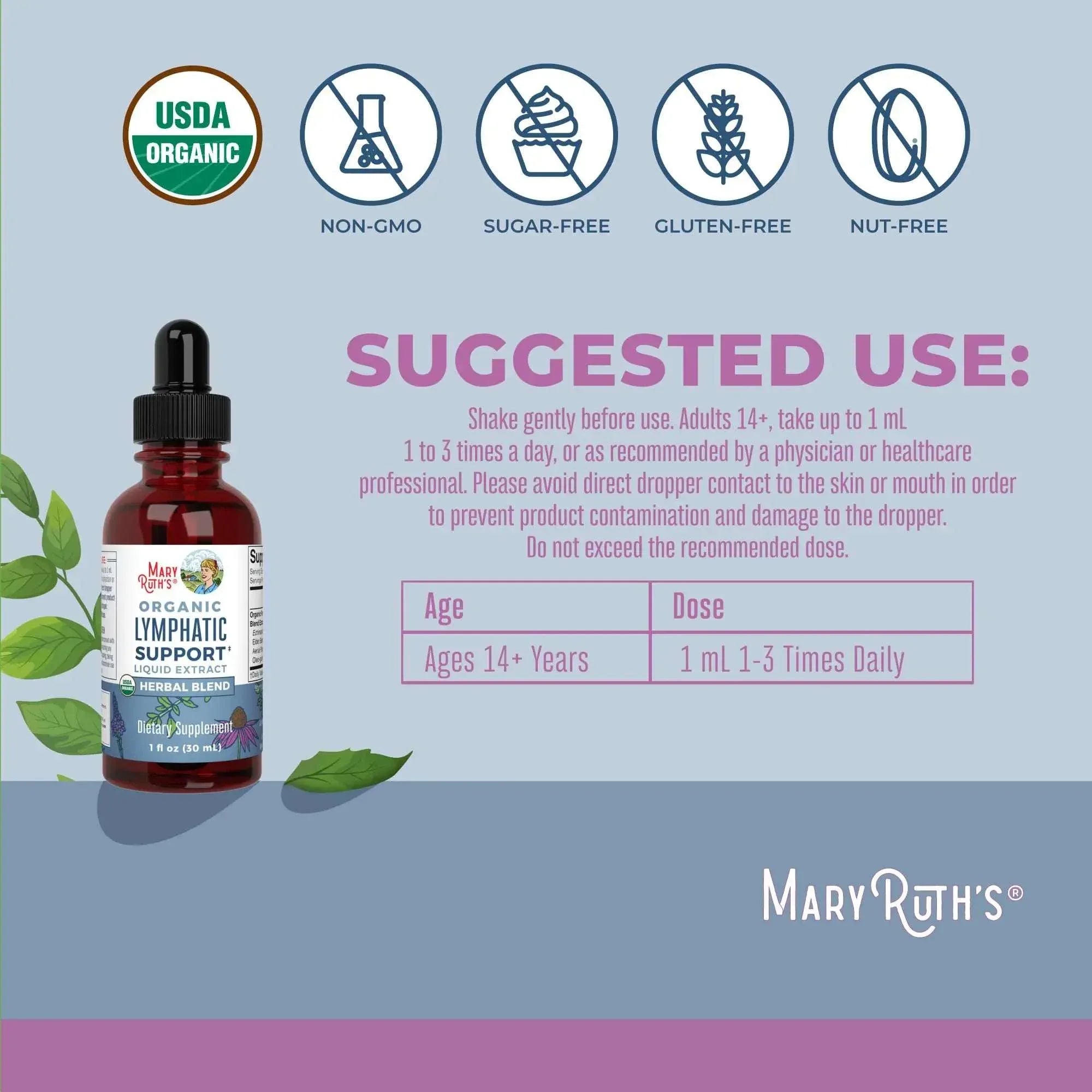MaryRuth Organics Lymphatic Support Drops - Herbal Blend - Mumzar