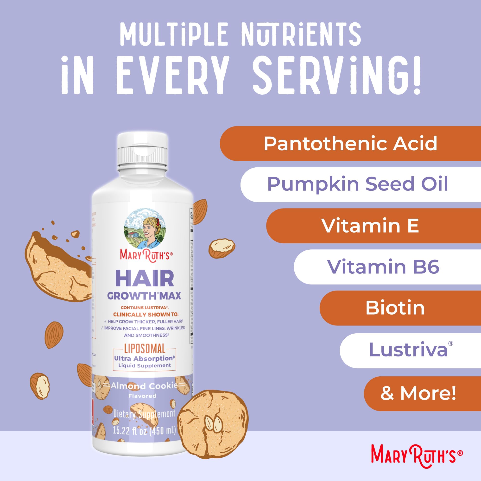 MaryRuth Organics women's hair growth supplement with biotin and pumpkin seed oil for healthy hair