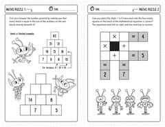 Mumzar maths games for clever kids featuring engaging number pyramid and digit placement puzzles with alien characters
