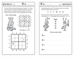 Maths games for clever kids featuring sudoku and addition puzzles with fun alien characters