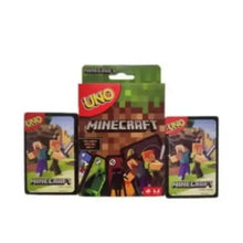 UNO Minecraft card game blister pack with two smaller deck boxes