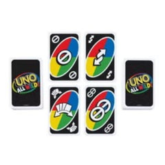 Huitich UNO All Wild card game featuring colorful wild cards with black background and vibrant red, blue, green, yellow sections