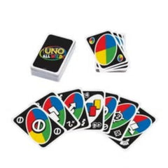 UNO All Wild card game by Huitich showing colorful wild and number cards spread out with card deck