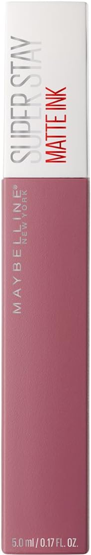 Maybelline SuperStay Matte Ink lipstick boxed mauve rose shade with vertical white and mauve packaging