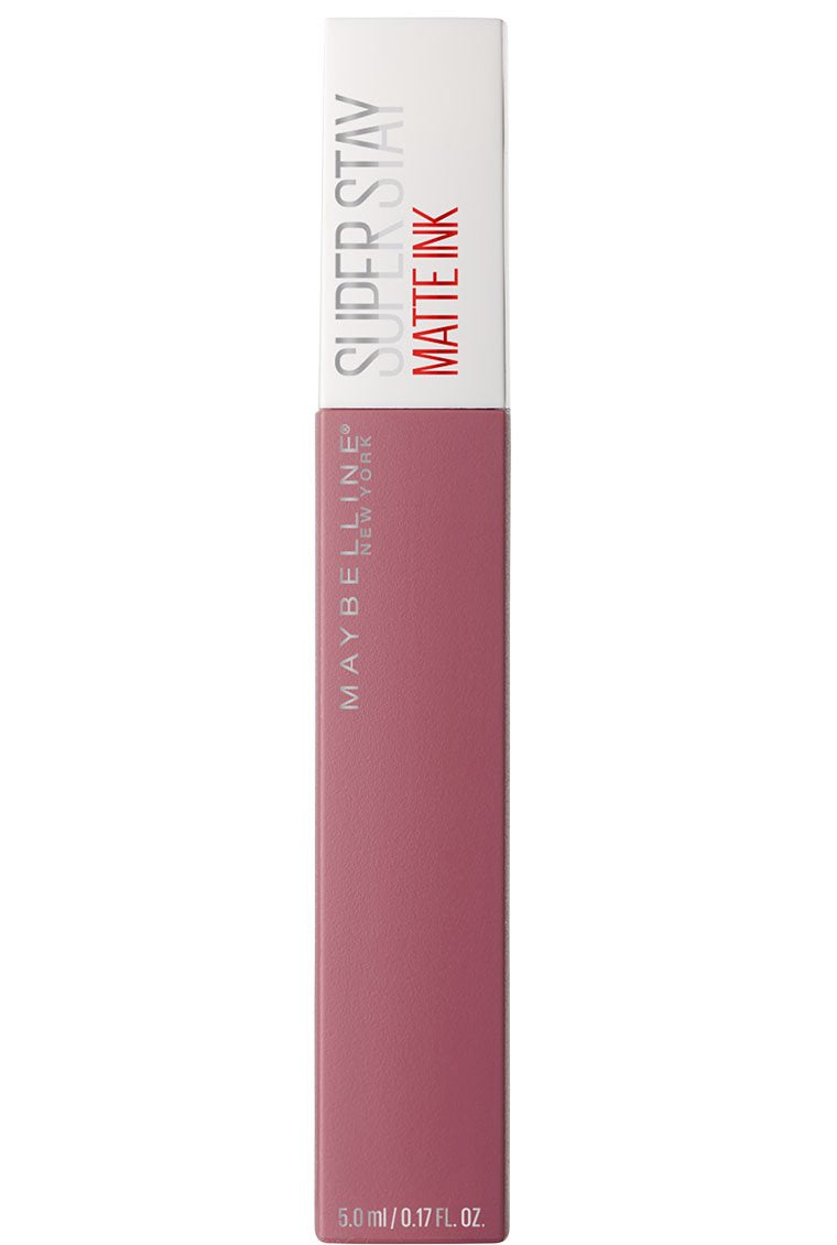 Maybelline SuperStay Matte Ink lipstick in mauve rose slim rectangular tube with white cap