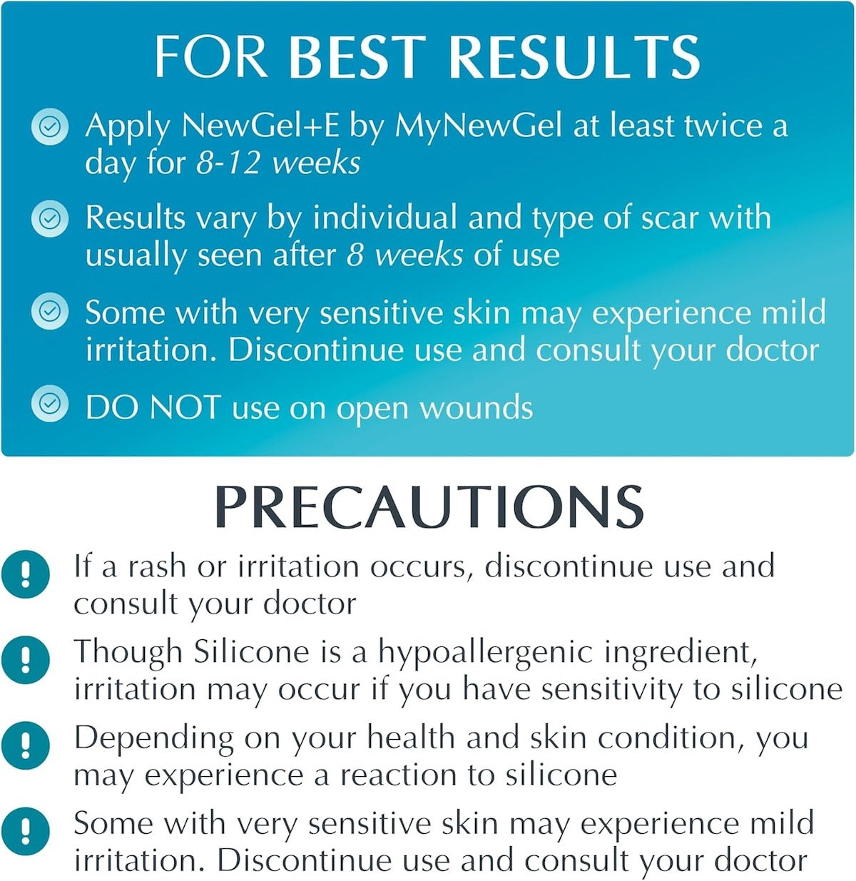 New Gel+ Medical Grade Silicone Gel for Scars in a user-friendly package with application instructions