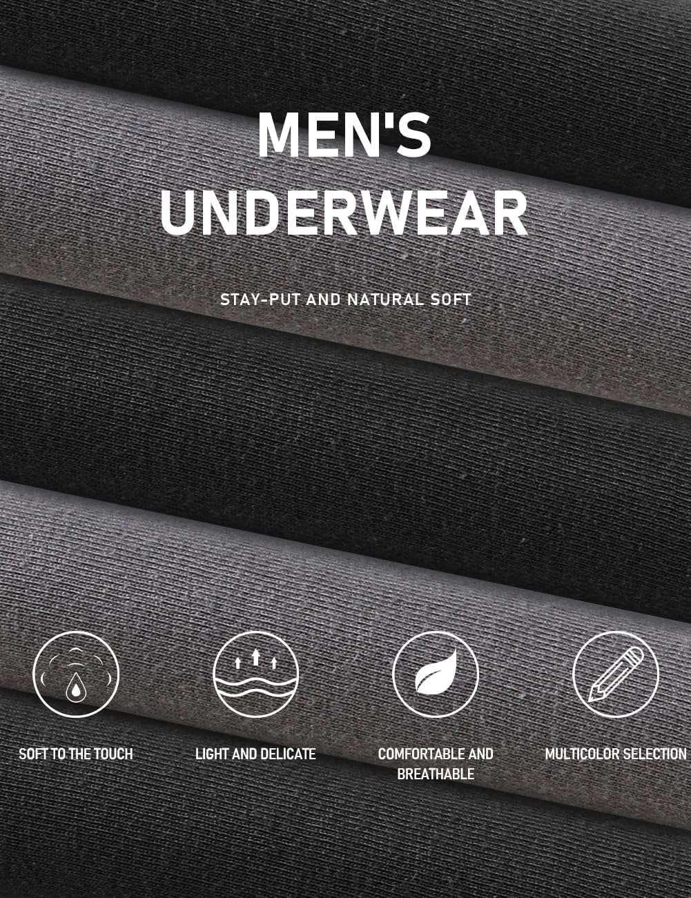 Men's soft cotton boxer shorts, dark gray with wide elastic waistband