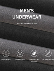 Soft cotton mens boxer shorts in black and gray colors with comfortable breathable fabric