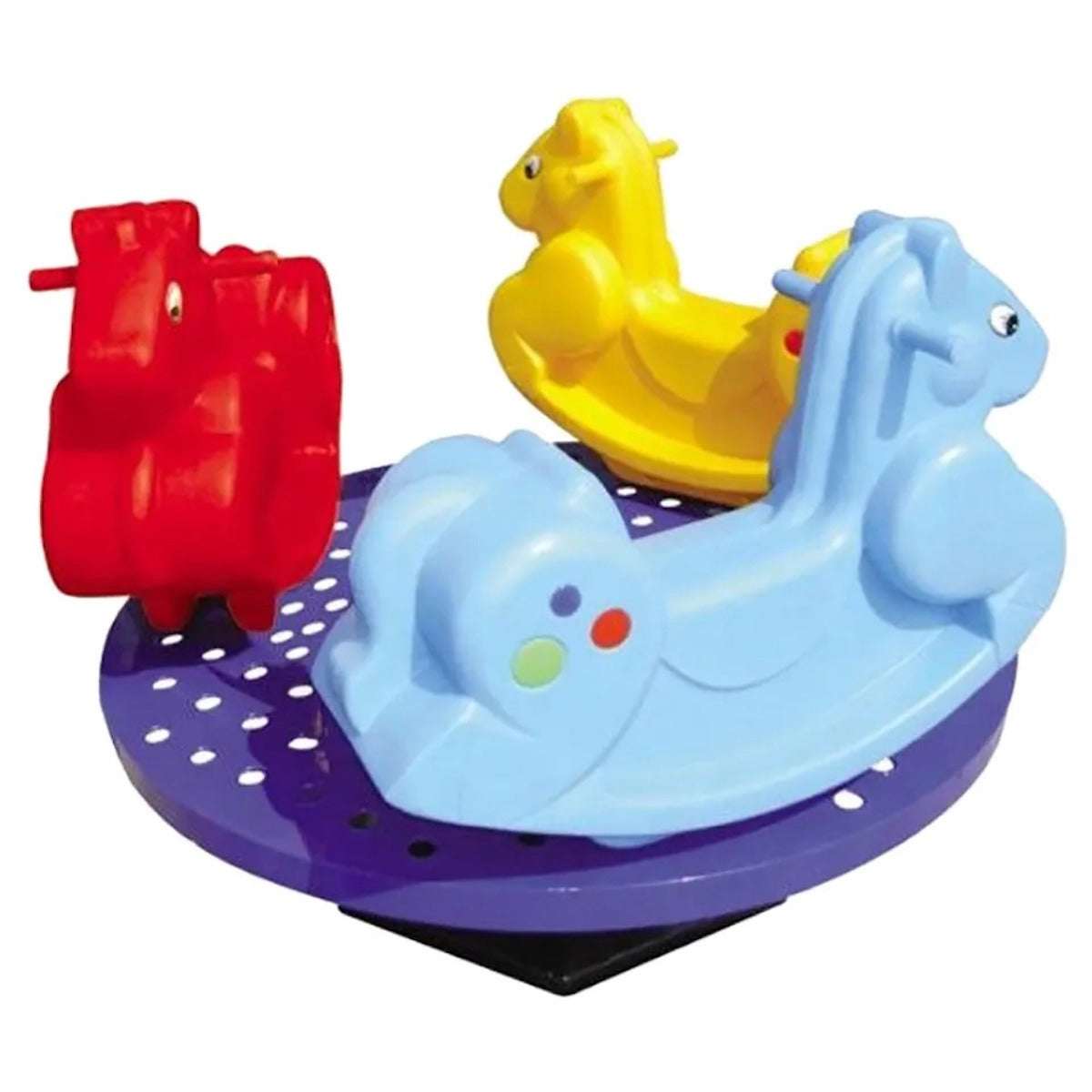 Huitich metal merry go round for kids featuring colorful horses for outdoor play