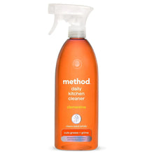 Method daily kitchen cleaner spray bottle, orange with pump trigger and front label
