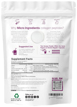 Collagen peptides supplement facts panel on the back of a powder pouch