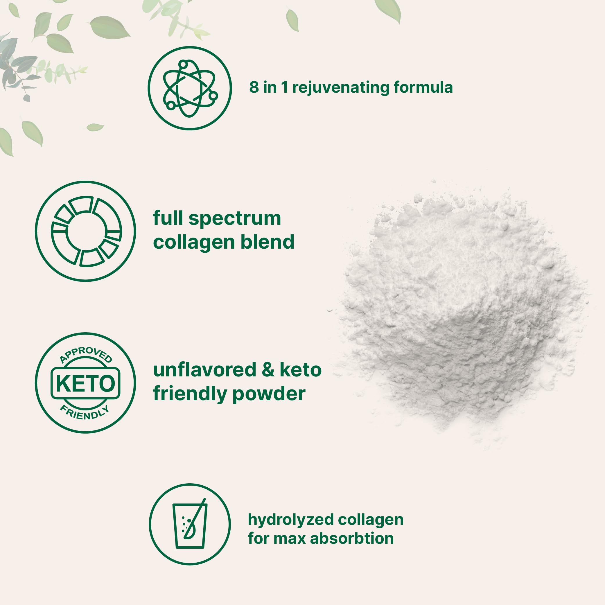Micro Ingredients multi collagen peptides powder UAE unflavored keto friendly full spectrum hydrolyzed collagen white powder pile