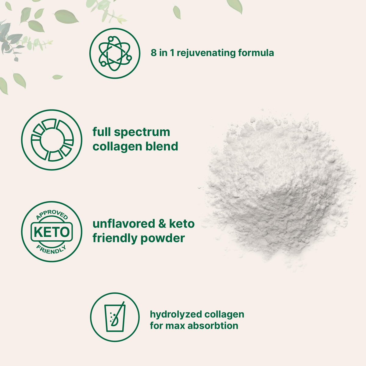 Micro Ingredients multi collagen peptides powder UAE unflavored keto friendly full spectrum hydrolyzed collagen white powder pile