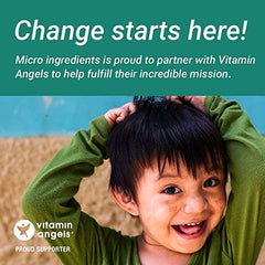 Micro Ingredients banner with smiling child and partnership message promoting organic blue spirulina powder