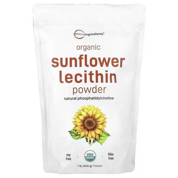 Micro Ingredients organic sunflower lecithin powder, 1 lb bag, natural phosphatidylcholine, filler-free