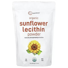Micro Ingredients organic sunflower lecithin powder, 1 lb bag, natural phosphatidylcholine, filler-free