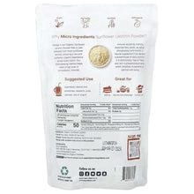 Organic sunflower lecithin powder bag with nutrition facts and usage directions