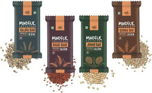 Assorted millet protein bar wrappers with iron and calcium labels