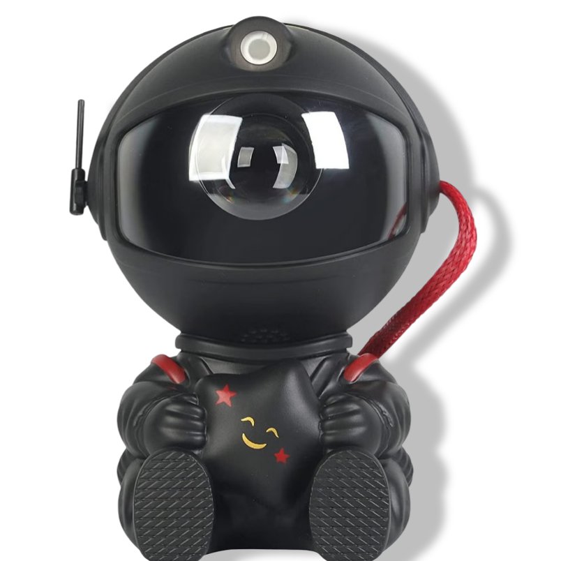 Huitich mini astronaut projector galaxy light in black with red strap and smiley face detail