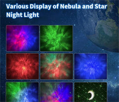 Various colorful nebula and star light displays from the mini astronaut projector galaxy light by Huitich