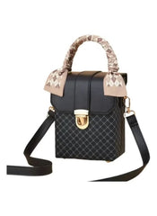 13x8x17 cm mini bag for ladies black crossbody bag with patterned handle and gold clasp