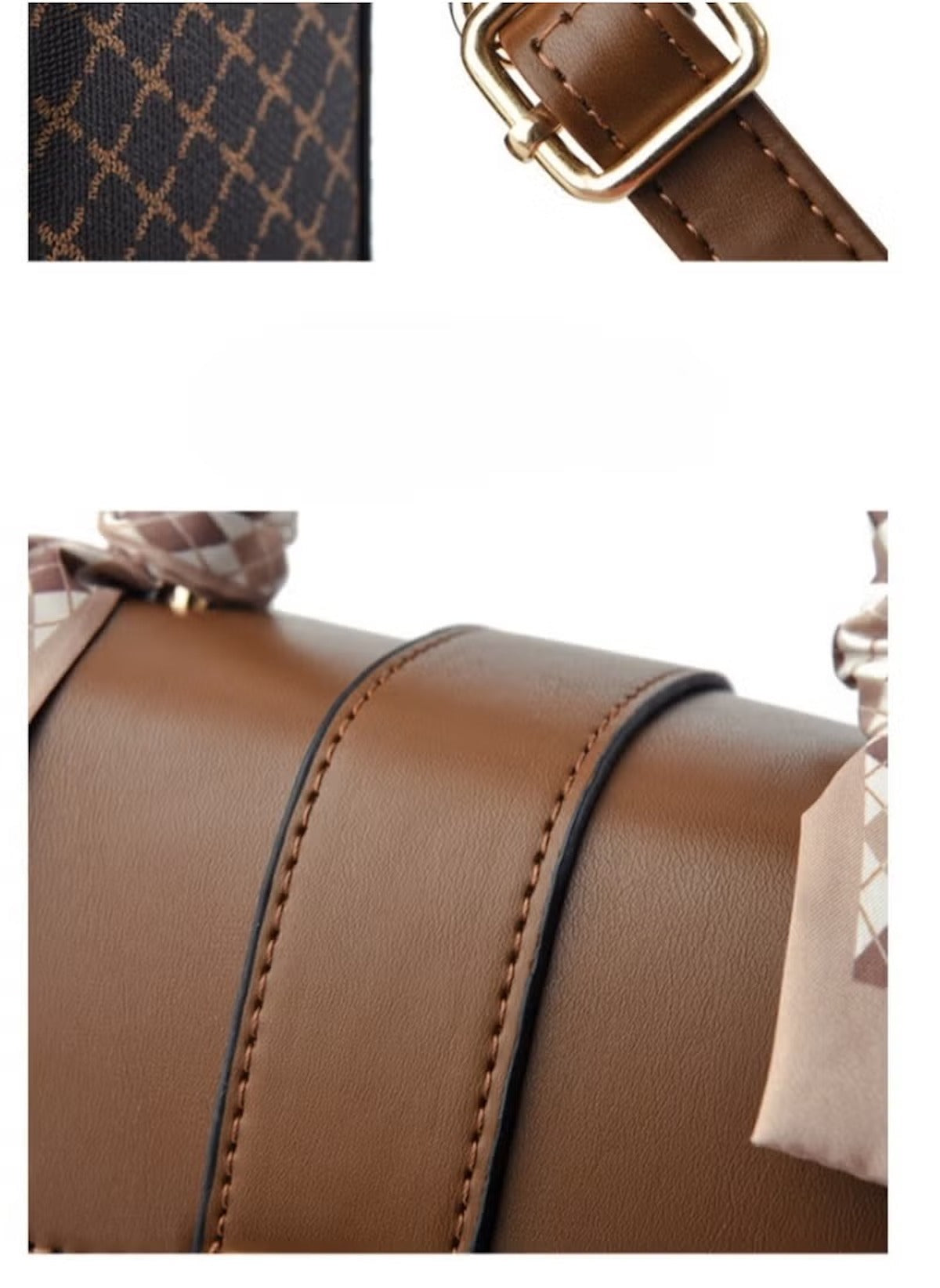 Huitich 13x8x17 cm mini bag for ladies crossbody bag in brown leather with gold buckle