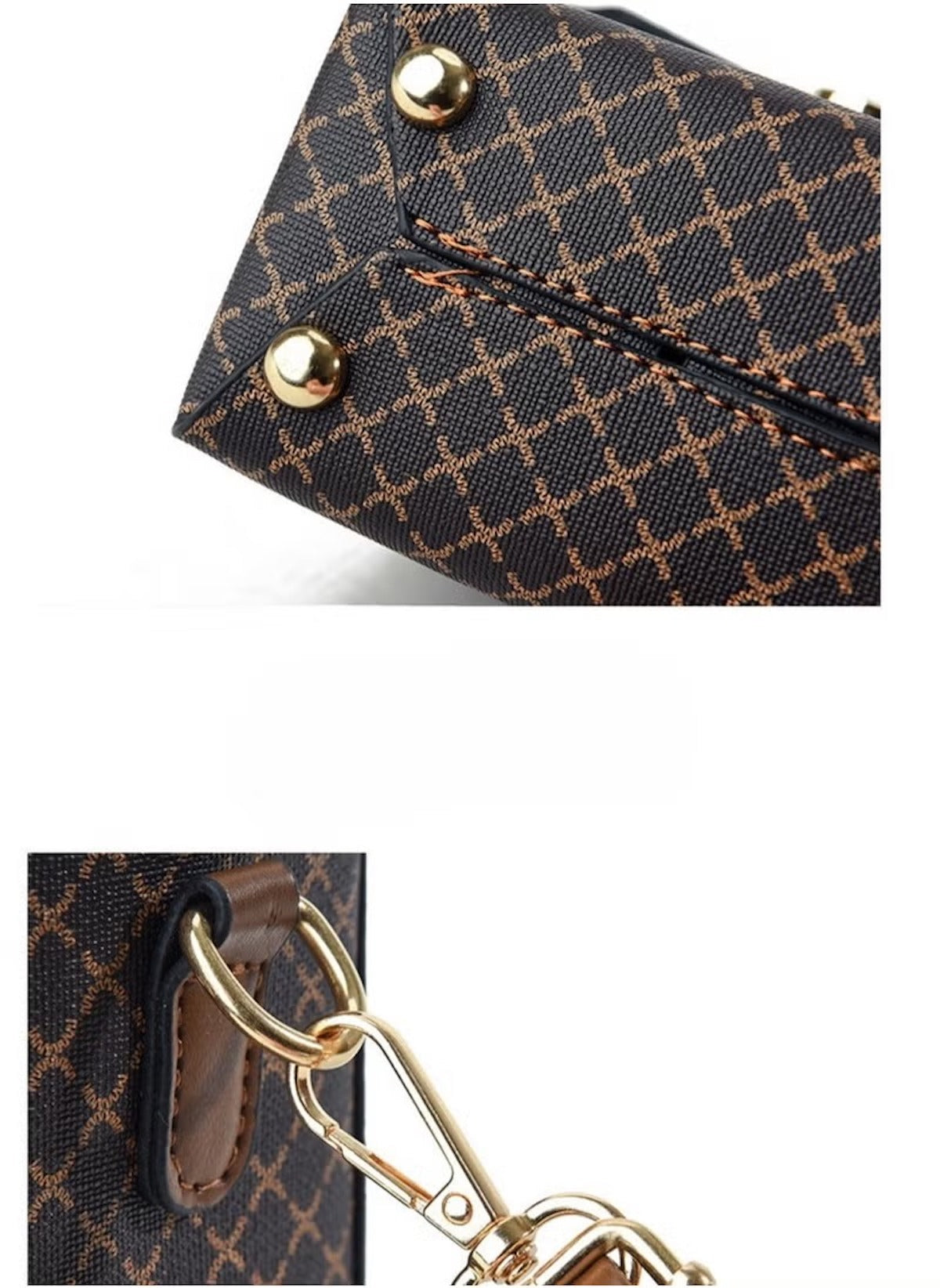 Huitich 13x8x17 cm mini bag for ladies crossbody bag details with gold hardware and patterned design