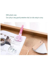 Mini student safety scissors, pink handles with protective covers and plastic case