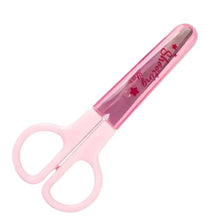 Pink mini safety scissors with protective cover and rounded finger loops