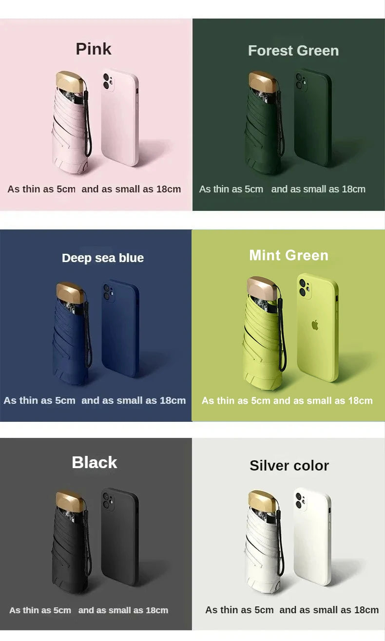 Mumzar mini sun umbrella pocket size available in various colors like Pink and Black