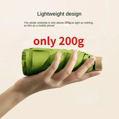 Mumzar mini sun umbrella pocket size in green, lightweight and easy to carry at only 200g