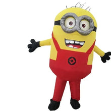 Inflatable Minion character in yellow and red with goggles and open arms