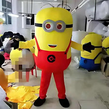 Inflatable Minion character in yellow and red with goggles, smiling face, arms out