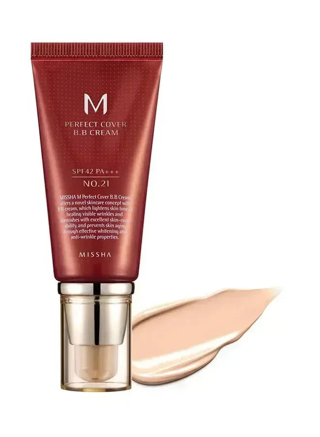M Perfect Cover BB Cream SPF 42 PA+++ No. 21 Light Beige - Mumzar