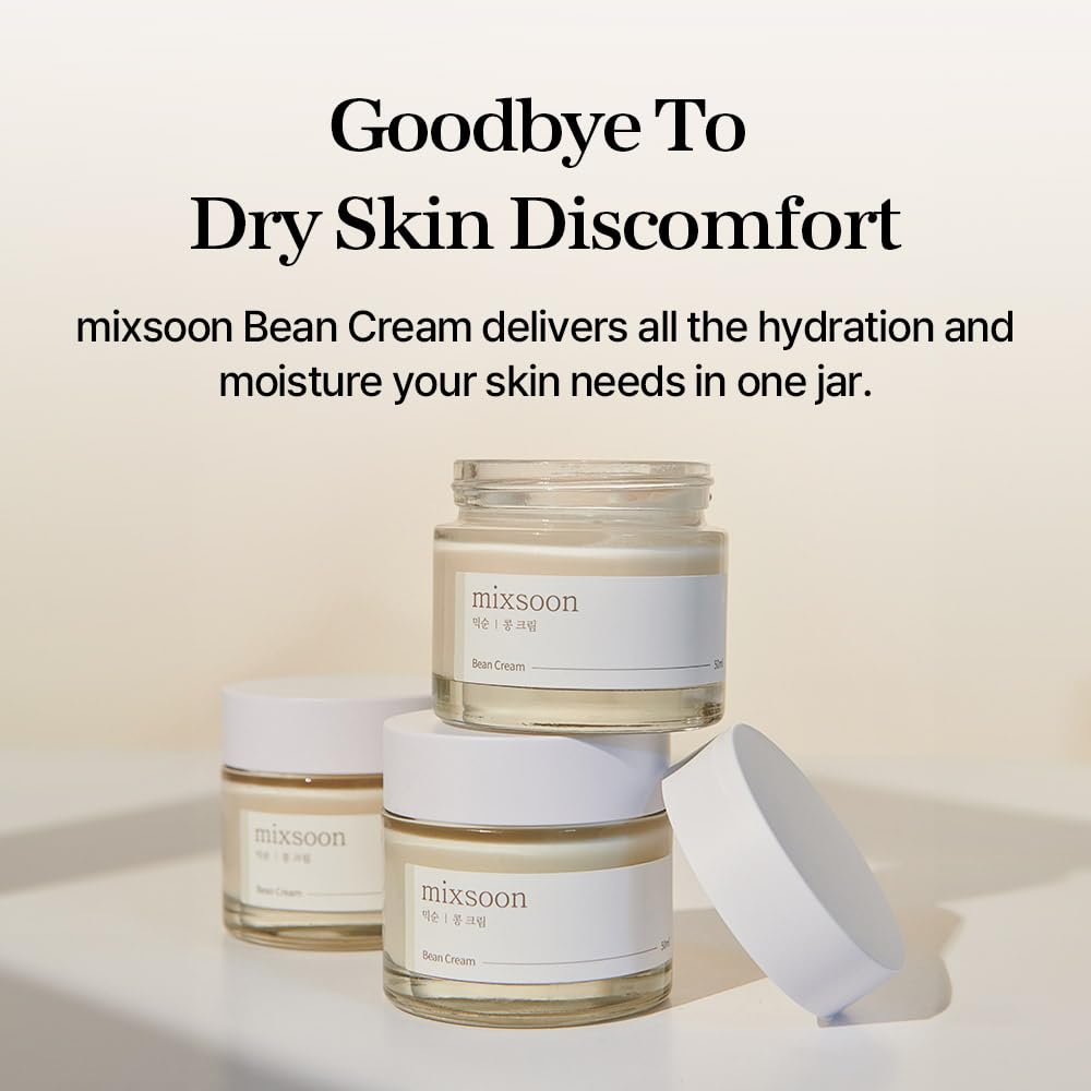 mixsoon Bean Cream deep pore and sebum control moisturizer in glass jars for hydration and moisture