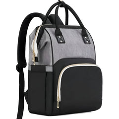 Huitich modern baby travel bag in gray and black with multiple compartments and backpack straps