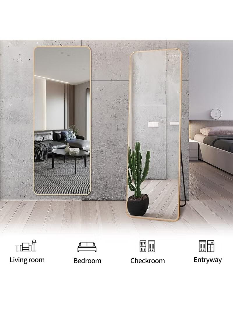 Huitich modern decorative floor mirror 145x35 with sleek gold frame, perfect for living room bedroom or entryway