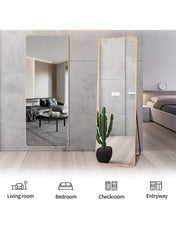 Huitich modern decorative floor mirror 145x35 with sleek gold frame, perfect for living room bedroom or entryway