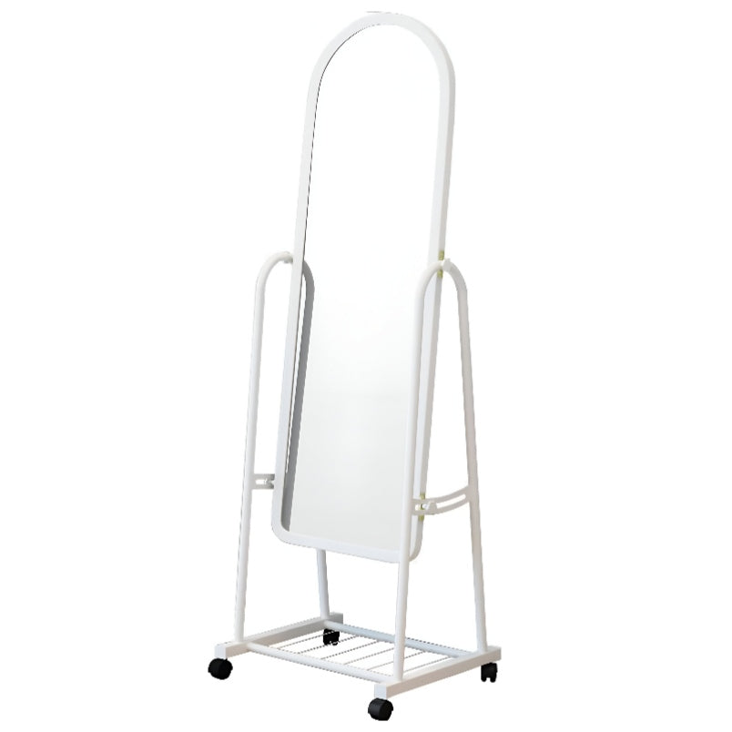 Huitich modern floor mounted mirror with white frame and wheels for easy mobility
