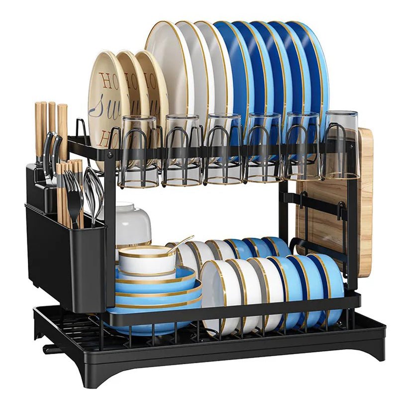 Huitich kitchen rack with drain option holding plates, bowls, glasses, and cutlery sink drainer dish rack UAE