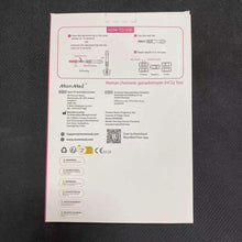 MOMMED HCG test information panel on pregnancy test box