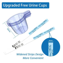 Urine cup and pregnancy test strips with MAX fill markings