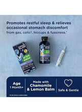 Baby gripe water nighttime bottle, box, and syringe for oral use