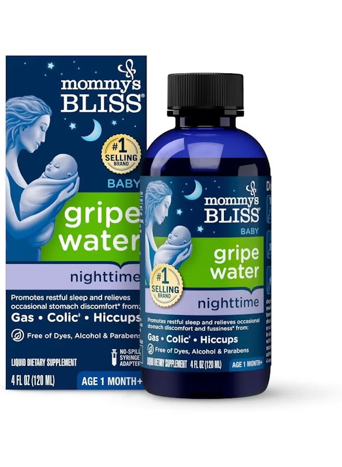 Mommy's Bliss Baby Gripe Water for Sleep in 4oz bottle, promoting restful sleep and relieving gas and colic